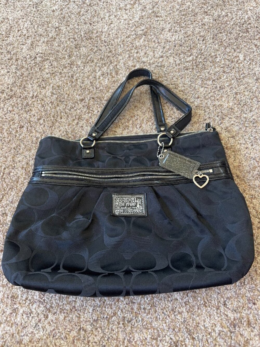 Coach Poppy Daisy Signature black canvas tote bag-Like New